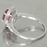 2Ct Oval Cut Pink Sapphire Diamond Halo Engagement Ring 14K White Gold Finish