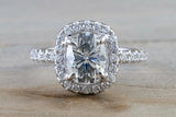 Halo Solitaire Engagement Ring 1.5ct Oval Cut VVS1 Diamond 14k White Gold Finish