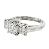 2.3ct Asscher Cut Diamond Engagement Ring Stylish Trilogy 14k White Gold Finish