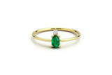 0.4ct Oval Green Emerald 2 Stone Minimalist Engagement Ring 14k Yellow Gold Over