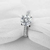 1.8ct Round Cut Diamond Solitaire with Accent Engagement Ring 14k WhiteGold Over