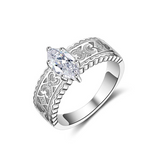 1Ct Marquise Cut Diamond Filigree Solitaire Engagement Ring 14K White Gold Over