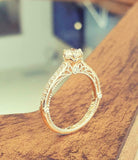 2ct Round Diamond Engagement Ring Vintage Inspired Filigree 14k Yellow Gold Over