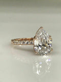 2Ct Pear Cut Diamond Solitaire Engagement Ring 14K White Gold Over Round Accents