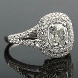 2.3ct Cushion Diamond Engagement Ring Dual Halo Split Shank 14k White Gold Over