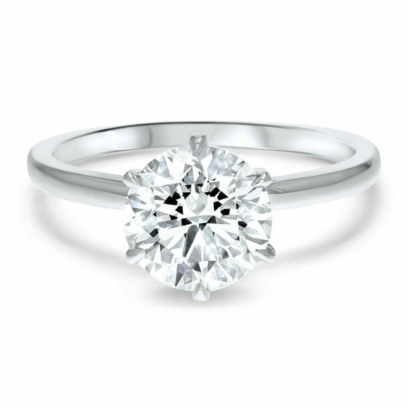 1.2ct Engagement Ring Round Cut Diamond 6 Prong Solitaire 14k White Gold Finish