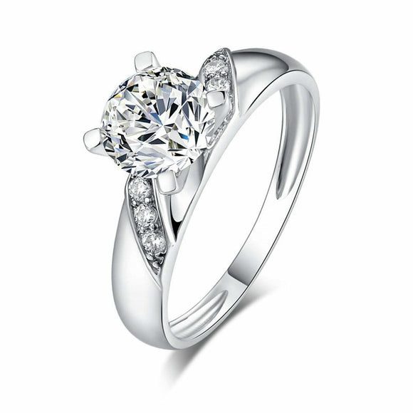 1.7ct Round Cut Diamond Engagement Ring Solitaire with Accent 14k WhiteGold Over