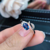 1ct Oval Cut Blue Sapphire Engagement Ring Bypass Design 14k White Gold Finish