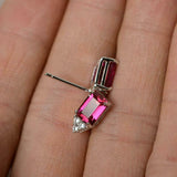 2ct Emerald Cut Pink Ruby Diamond Elegant Stud Earring 14k White Gold Finish