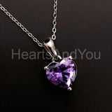 1ct Heart Simulated Amethyst Solitaire Pendant 14k White Gold Plated NO CHAIN