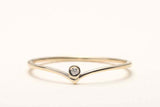 Dainty Minimalist Engagement Ring 0.09ct Round Cut Diamond 14k YellowGold Finish