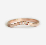 0.2ct Round Cut Diamond Wedding Band Ring 14k Rose Gold Finish Curved Minimalist