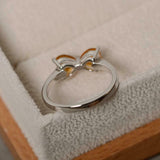 1.2ct Engagement Ring Heart Cut Yellow Citrine Bow Knot 14k White Gold Finish