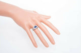 2ct Emerald Cut Blue Sapphire Engagement Ring Halo Accents 14k White Gold Finish