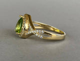 2ct Pear Cut Green Peridot Halo Infinity Engagement Ring 14k Yellow Gold Finish