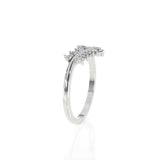 2Ct Round Cut Diamond Stackable Curved Crown Engagement Ring 14K White Gold Over