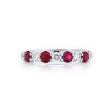 2ct Round Alternate Ruby Diamond Half Eternity Wedding Band 14k WhiteGold Finish