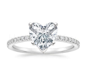 1ct Heart Simulated Diamond Solitaire with Accents Ring 14k White Gold Plated