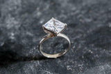 1ct Engagement Ring Princess Cut Diamond 4 Prong Solitaire 14k White Gold Finish