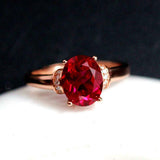 2ct Oval Cut Ruby Engagement Ring Diamond Accent Solitaire 14k Rose Gold Finish