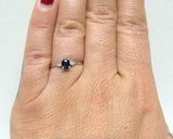 1ct Engagement Ring Oval Cut Blue Sapphire Three Stone 14k White Gold Finish