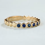 2ct Round Blue Sapphire Bezel Set Half Eternity Wedding Band 14k YellowGold Over