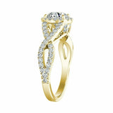 2.5Ct Round Cut Diamond Halo Infinity Band Engagement Ring 14K Yellow Gold Over