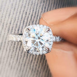 1.8ct Round Cut Diamond Engagement Ring Halo 14k White Gold Finish with Accents