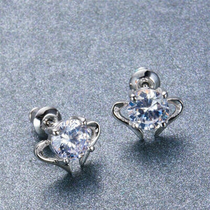 0.5ct Round Cut VVS1 Diamond Unique Design Stud Earrings 14k White Gold Finish