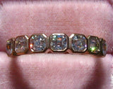 Bezel Set Half Eternity Wedding Band 2ct Asscher Cut Diamond 14k RoseGold Finish