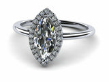 1.3ct Marquise Diamond Accent Halo Solitaire Engagement Ring 14k White Gold Over