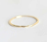 Dainty Twisted Rope Thin Minimalist Wedding Band Ring 14k Yellow Gold Finish