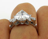 4Ct Heart Marquise Cut Diamond Art Deco Engagement Ring 14K White Gold Finish