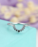 1ct Round Cut Black Diamond Stackable Band Engagement Ring 14k White Gold Finish