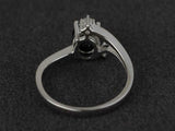 2ct Engagement Ring Oval Cut Black Diamond Twig Floral 14k White Gold Finish