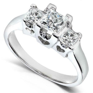 2.5Ct Princess Cut Diamond Heart Three Stone Engagement Ring 14K White Gold Over