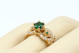 2ct Round Cut Green Emerald Antique Celtic Star Design Ring 14k Yellow Gold Over