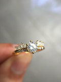 Cluster Solitaire Engagement Ring 1.3ct Round Cut Diamond 14k Yellow Gold Finish