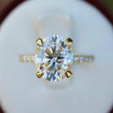 2.5ct Oval Cut Diamond Gatsby Solitaire Engagement Ring 14k Yellow Gold Finish