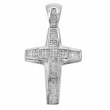 5ct Princess Cut Diamond Double Cross God Pendant 14k White Gold Finish NO CHAIN