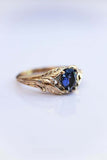 1ct Pear Cut Blue Sapphire Engagement Ring Floral Petal Leaf 14k YellowGold Over