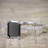 1.4ct Emerald Black Diamond Engagement Ring 18k White Gold Over Accent Solitaire