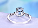 1.5ct Oval Blue Aquamarine Engagement Ring Accent Solitaire 14k White Gold Over