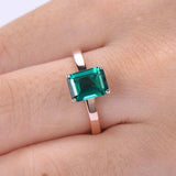 1.8ct Green Emerald Cut Engagement Ring Solitaire Promise 14k Rose Gold Finish