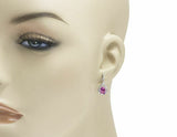 1ct Pear Cut Pink Sapphire Teardrop Dangle Earrings Women 14k White Gold Finish