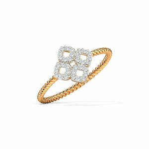 1ct Engagement Ring Round Cut Diamond Braided Clover Design 14k Rose Gold Finish