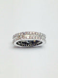 5Ct Baguette Cut Diamond Three Row Eternity Wedding Band 14K White Gold Finish