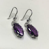 2ct Drop Earrings Marquise Cut Amethyst Stylish Fish Hook 14k White Gold Finish