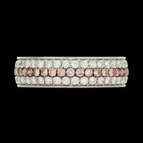 3ct Round Cut Peach Morganite Three Row Eternity Wedding Band 14k WhiteGold Over