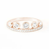 1.5ct Round Cut Diamond Wedding Band Bezel Set Crown Tiara 14k Rose Gold Finish